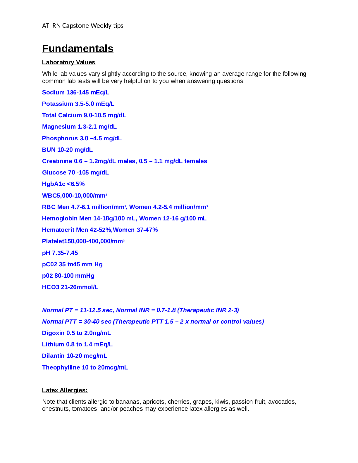 Preview image for ATI RN Captstone Weekly Tips.LATEST 2022-2023